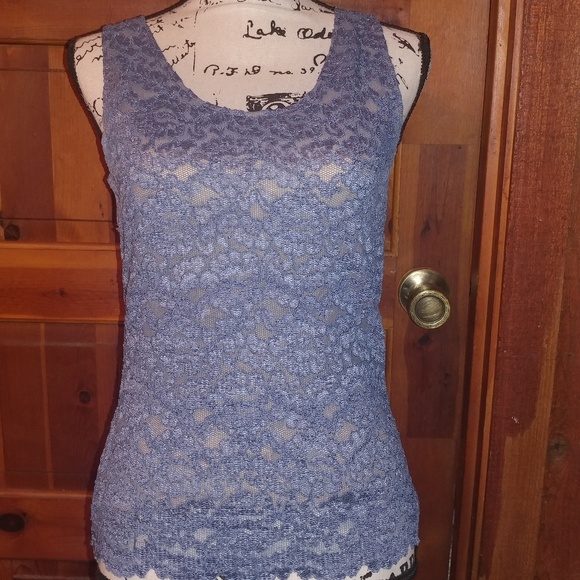 IVY Tops - 2 beautiful blue/white lace tank tops